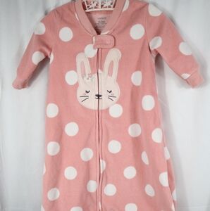 Carter's Baby Girls 0-3 Months Pink Polka Dot Fleece Sleep Sack Bunny Easter